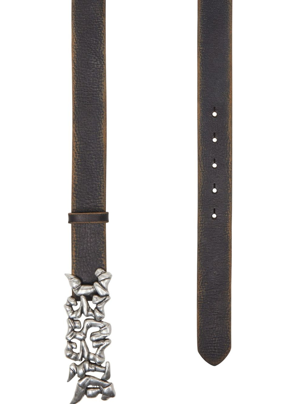 graffiti-buckle leather belt - 2