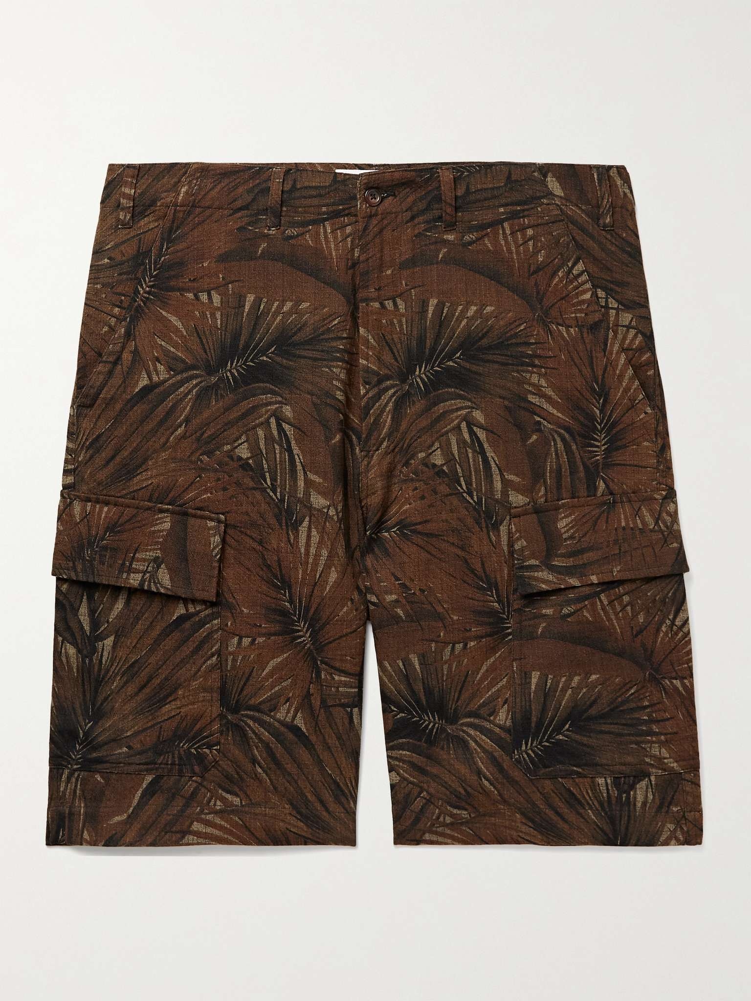 Printed Textured-Cotton Cargo Shorts - 1