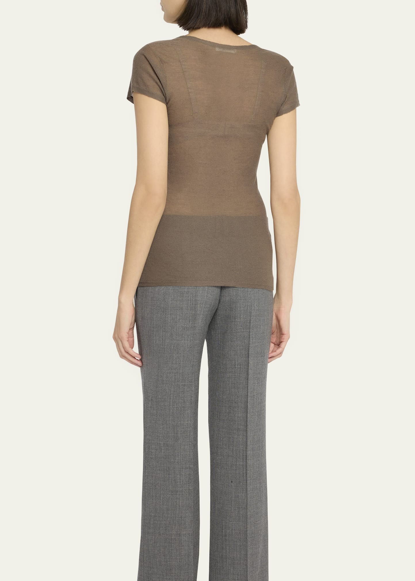 Keyla Short-Sleeve Fine Cashmere T-Shirt - 3