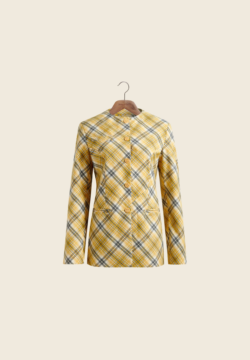 CHECK COLLARLESS BLAZER 1