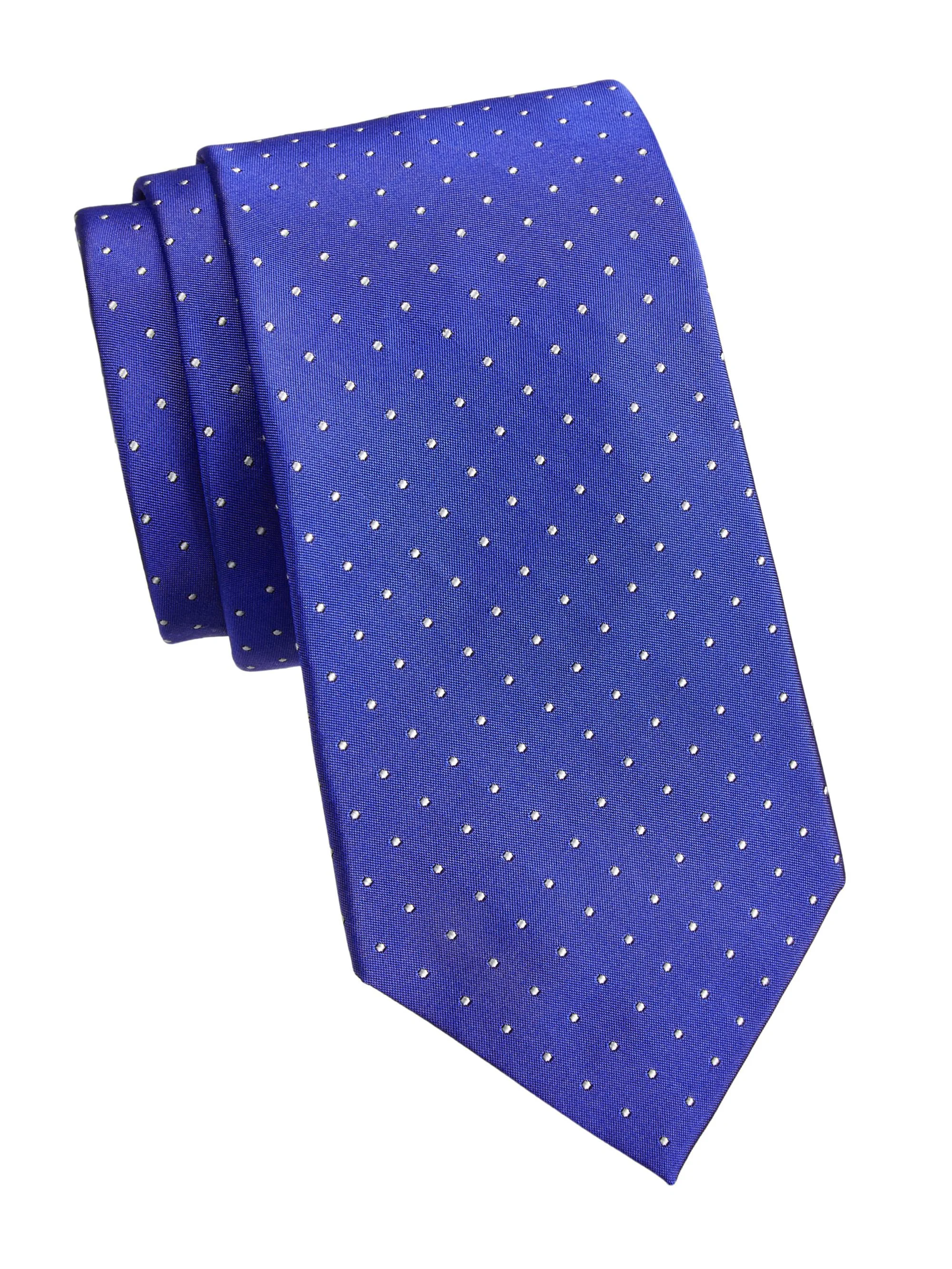 Men's Pin Dot Silk Tie - Blue - 1