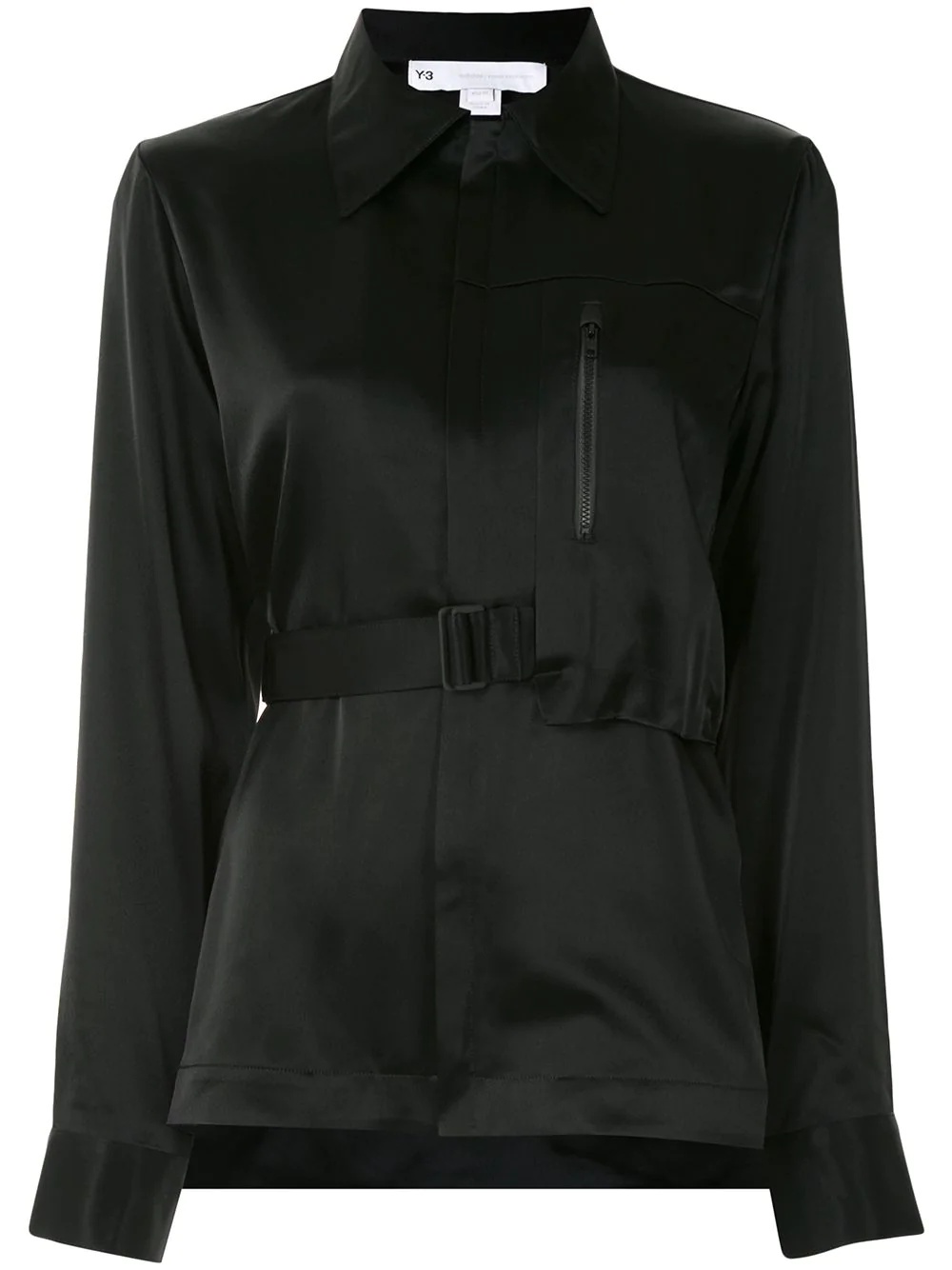 asymmetric belted satin shirt - 1