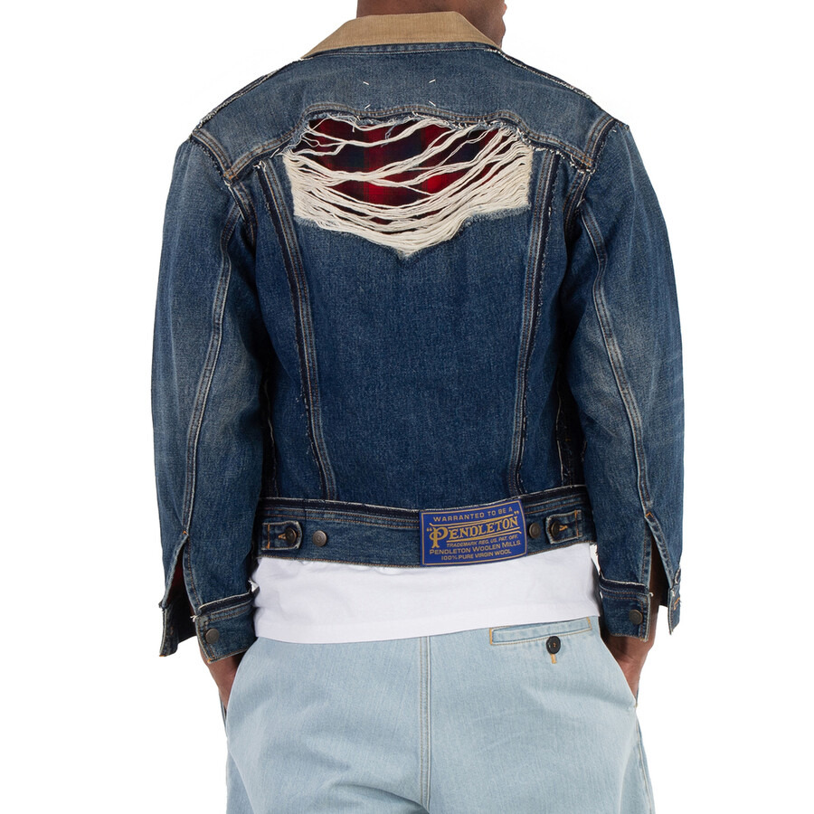 Maison Margiela Men's Indigo Pendleton Denim Jacket - 3
