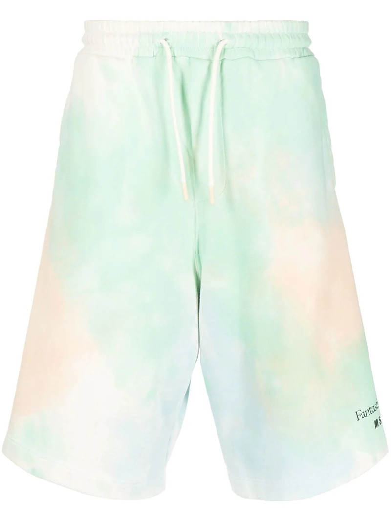 logo-print tie-dye shorts 1