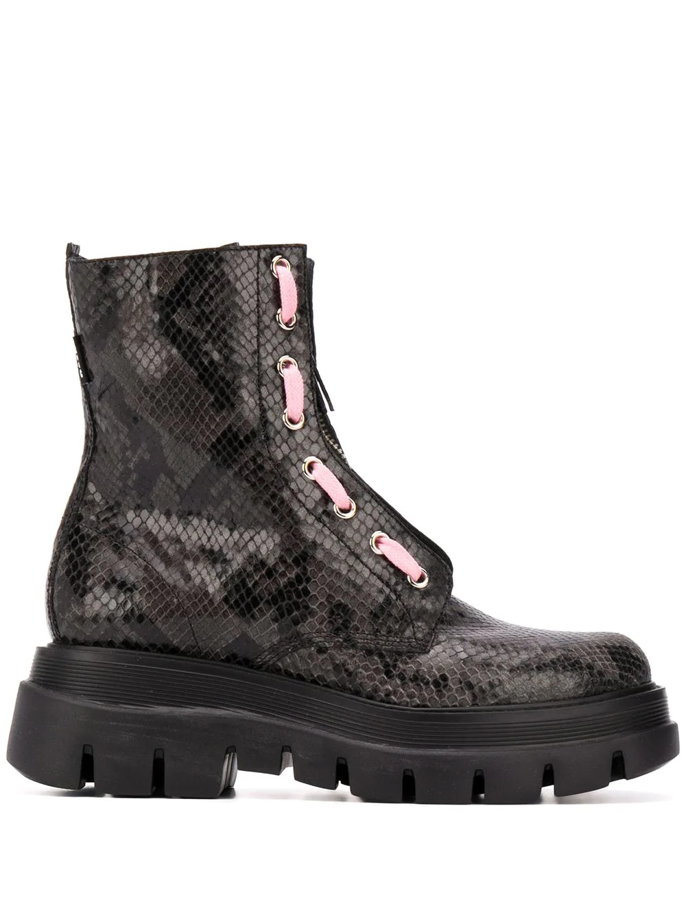 snakeskin-print ankle-length boots - 1