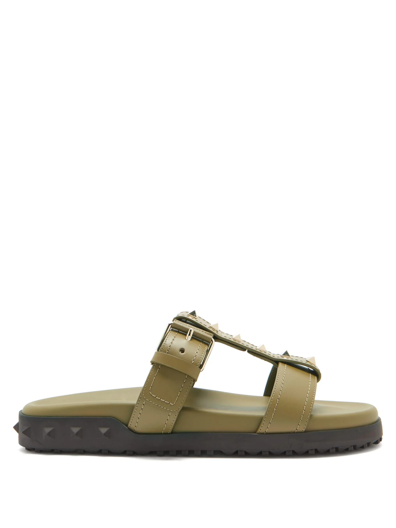 Rockstud leather slides - 1