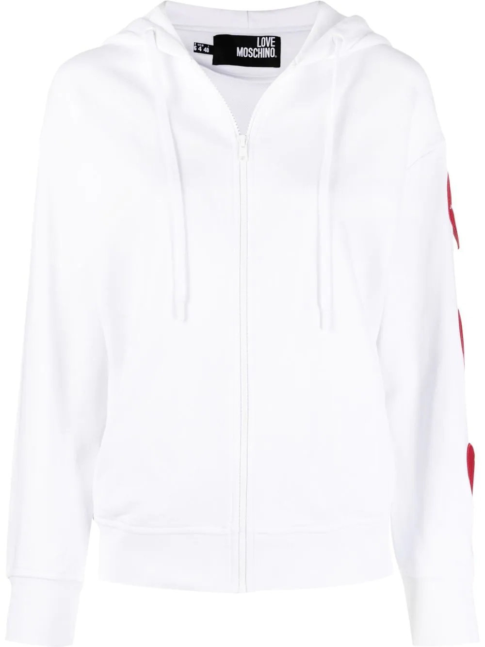 heart-patch cut-out zipped hoodie - 1