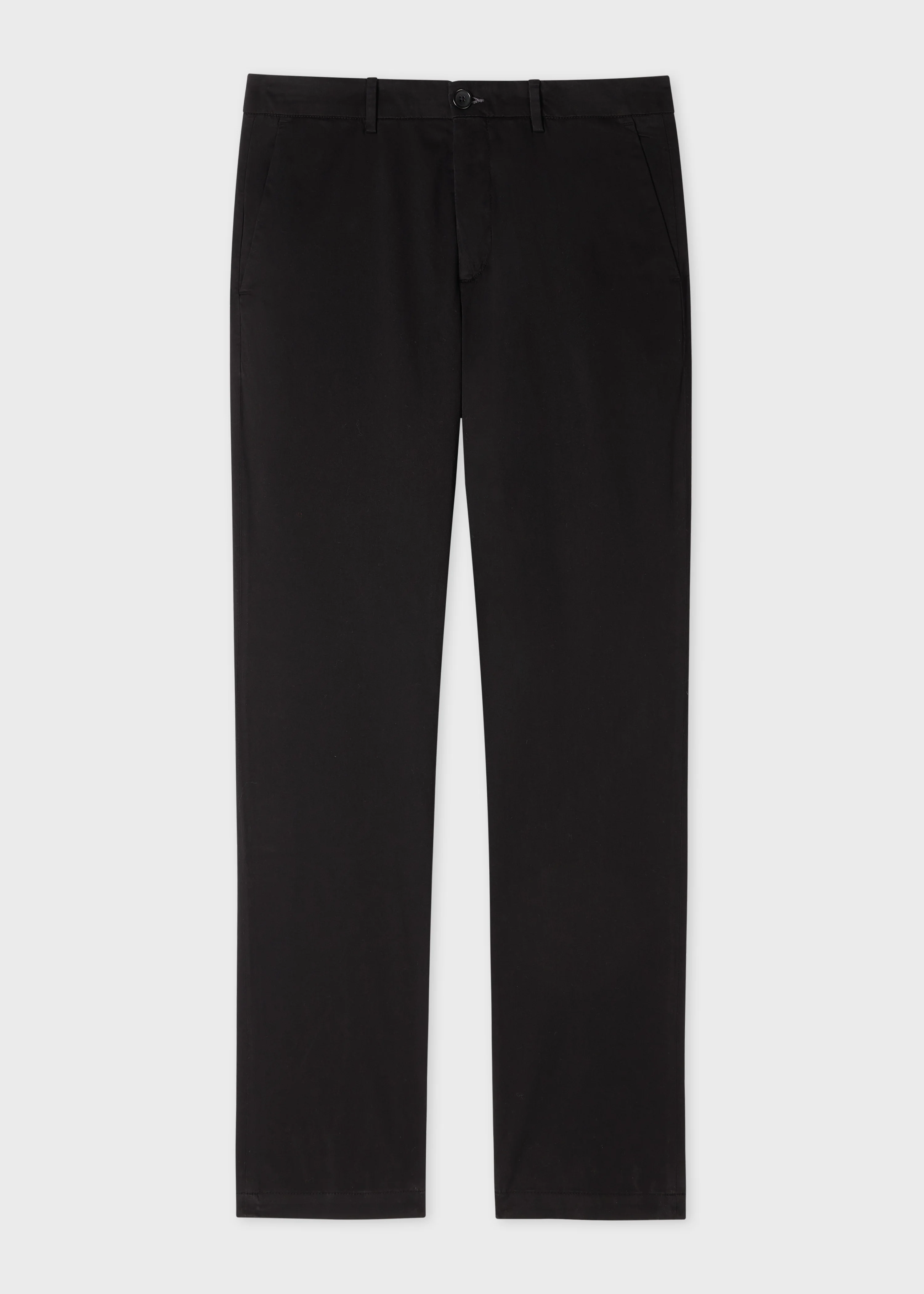 Mid-Fit Black Stretch Sateen Chinos - 1