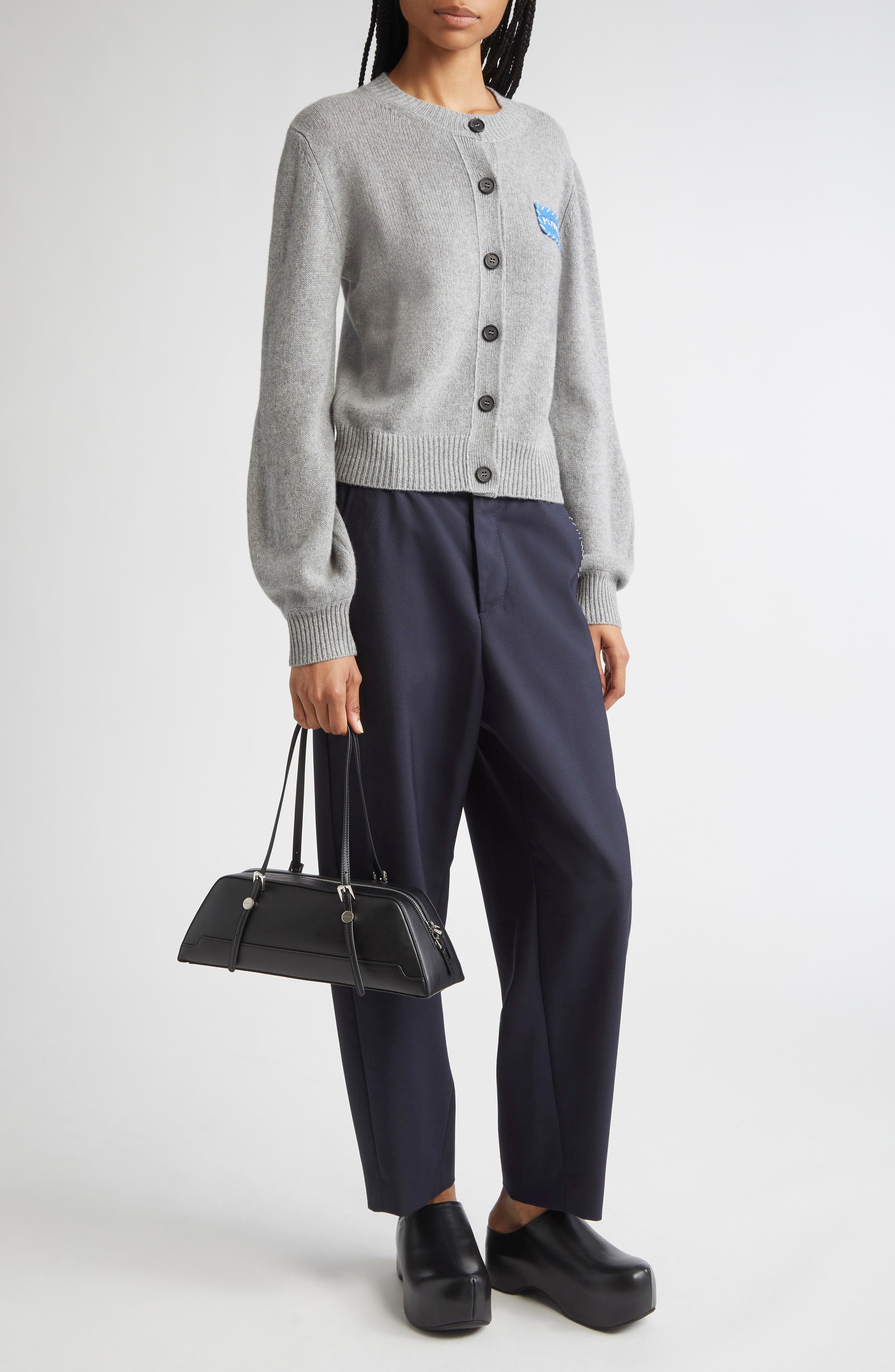 Marni Mending Logo Cashmere Cardigan in 00N38 Inox at Nordstrom - 2