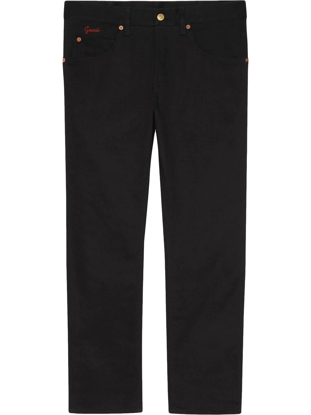 embroidered-logo straight-leg trousers - 1