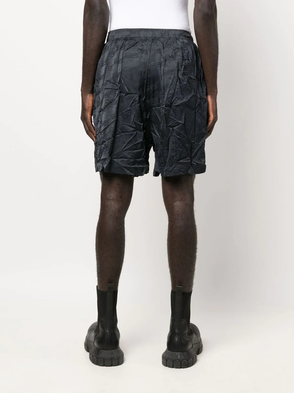 crease-effect jacquard pajama shorts - 4