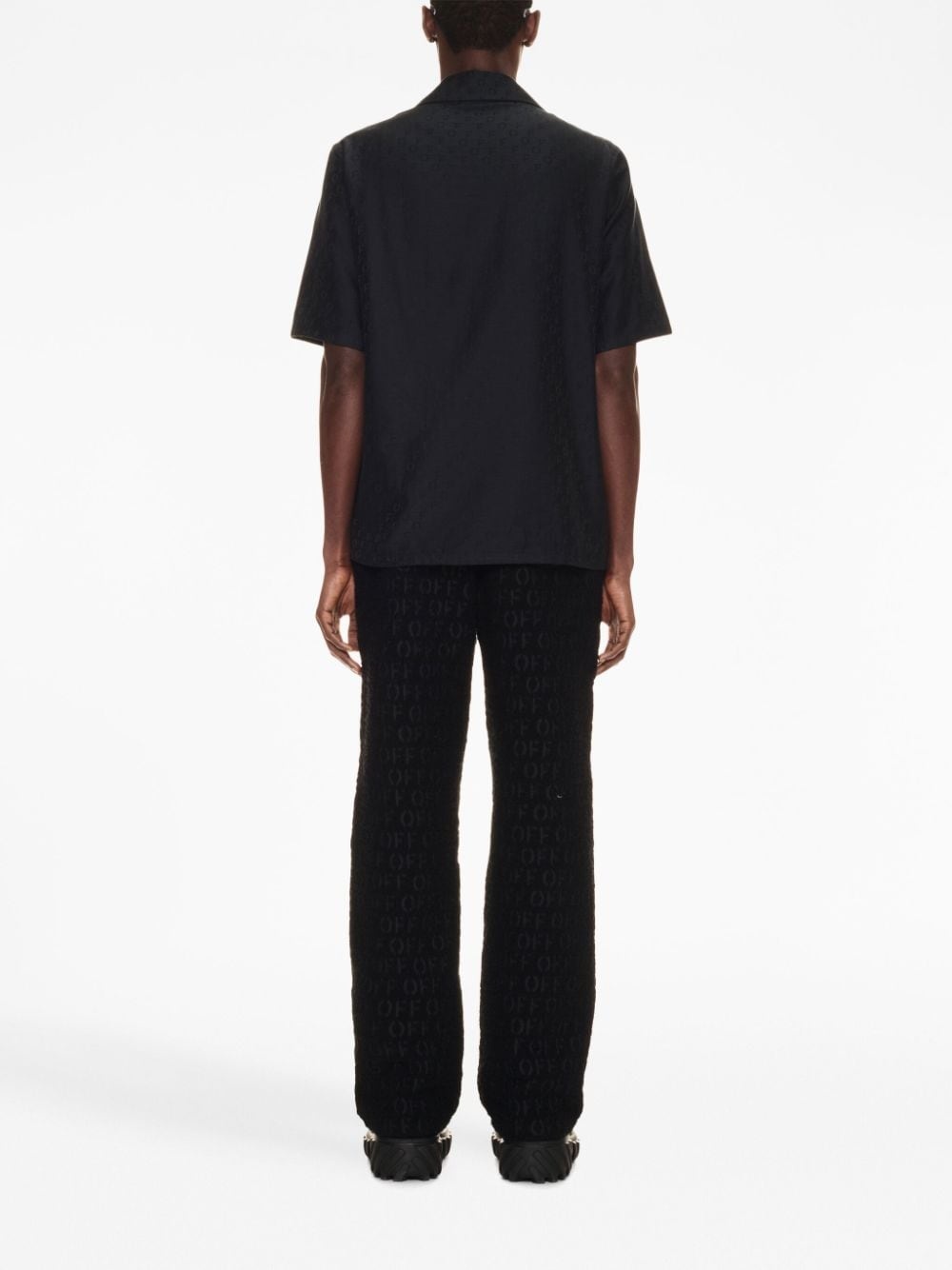 logo-jacquard camp-collar shirt - 4