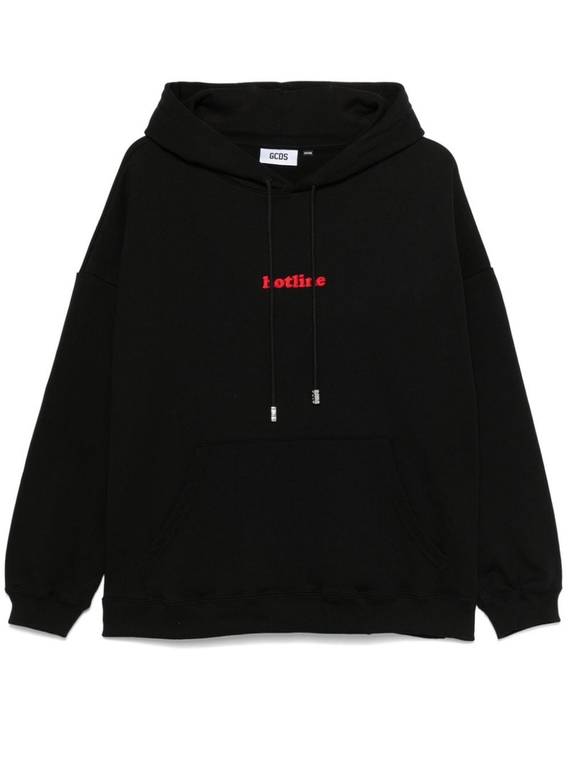 Hotline-embroidered hoodie 1