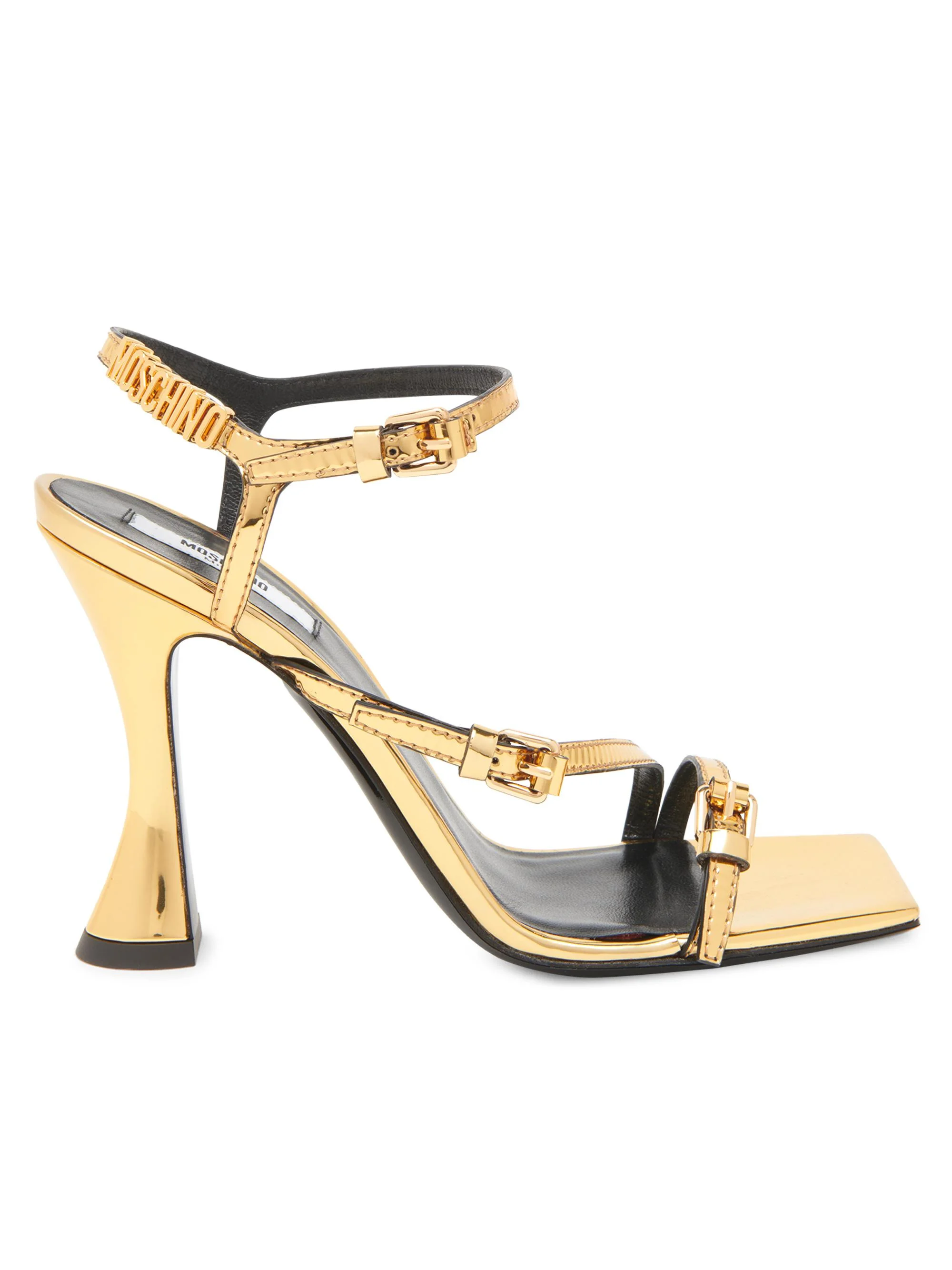 Women's 100MM Chrome-Effect Sandals - Gold - 1