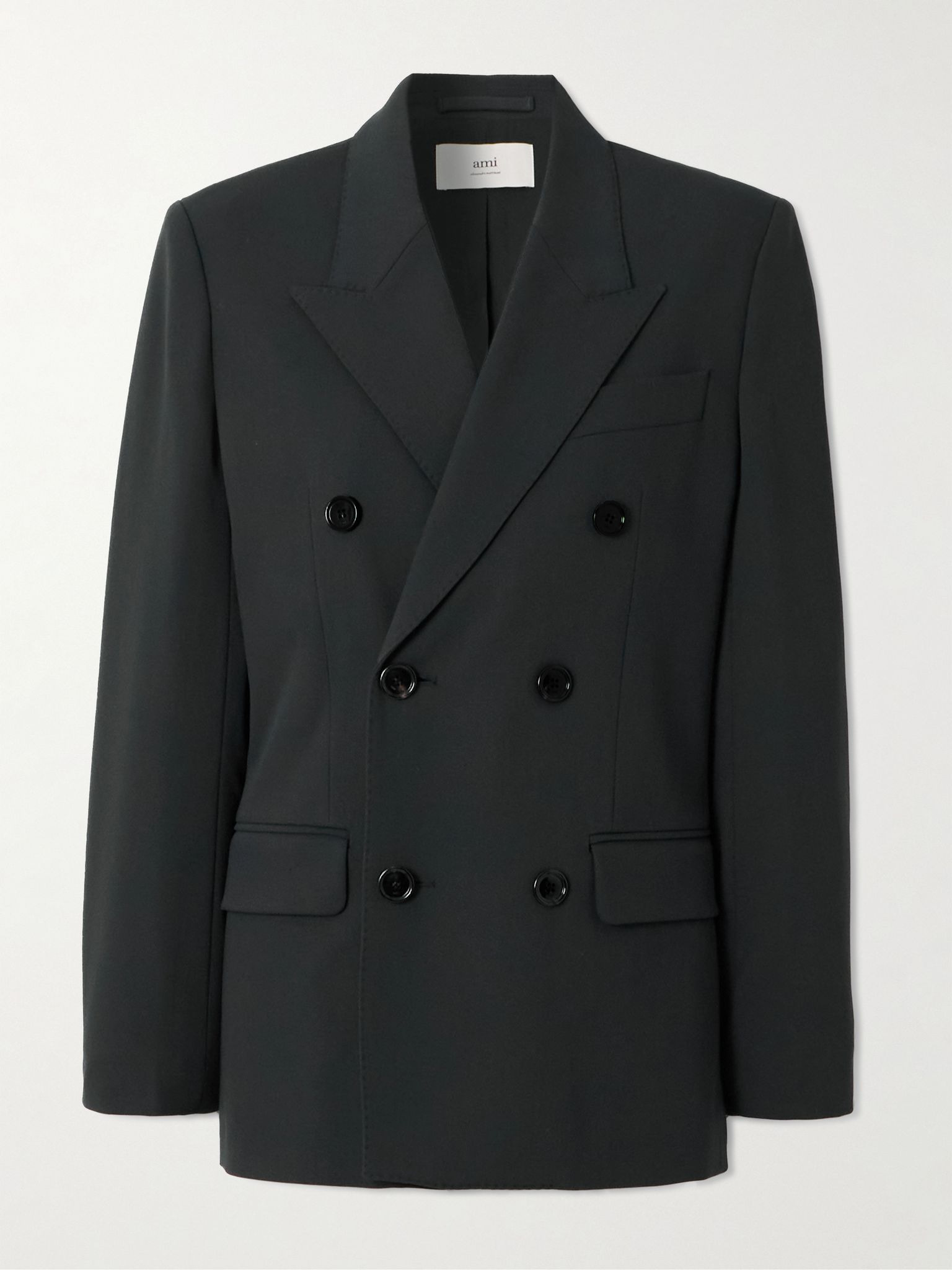 Oversized double-breasted wool blazer Black - 1