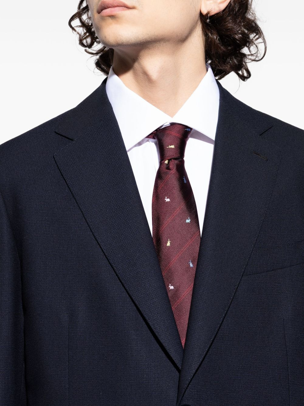 rabbit-print striped tie - 4