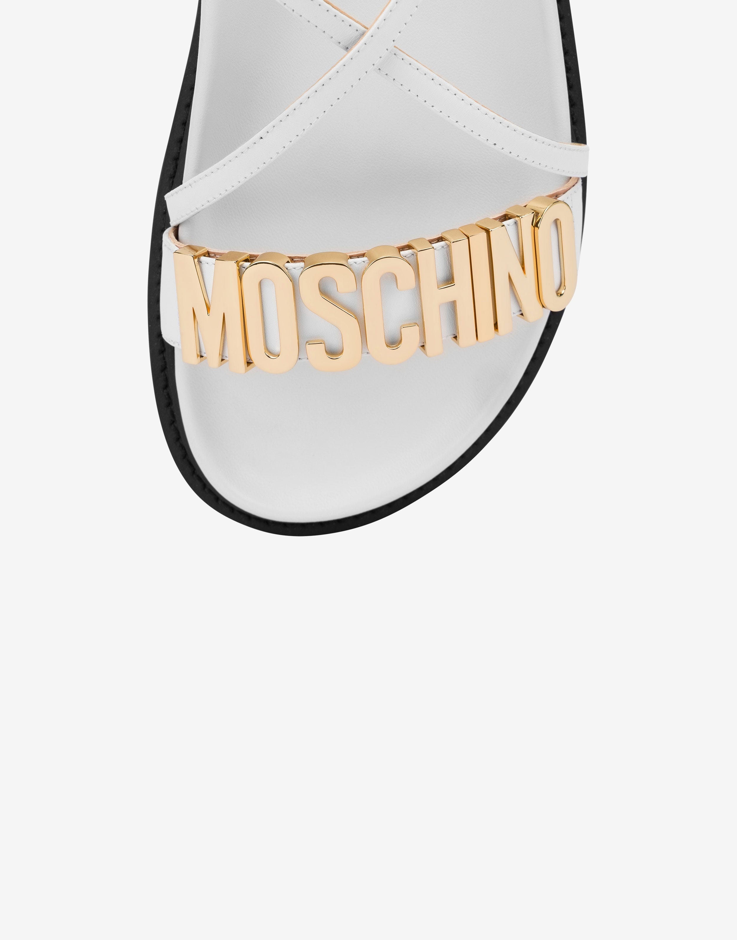 LETTERING LOGO CALFSKIN FLAT SANDALS - 4
