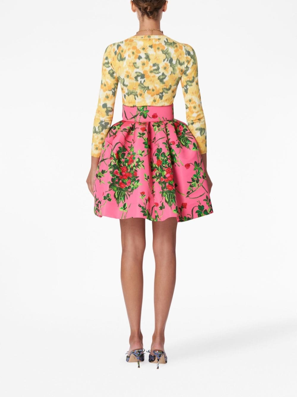 floral-print fine-knit cardigan - 3