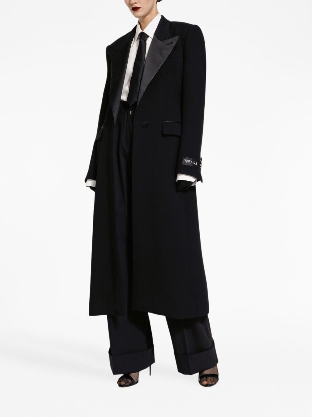 peak-lapel single-breasted coat - 3