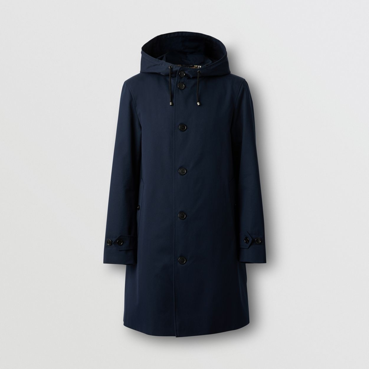 Cotton Gabardine Hooded Coat - 1