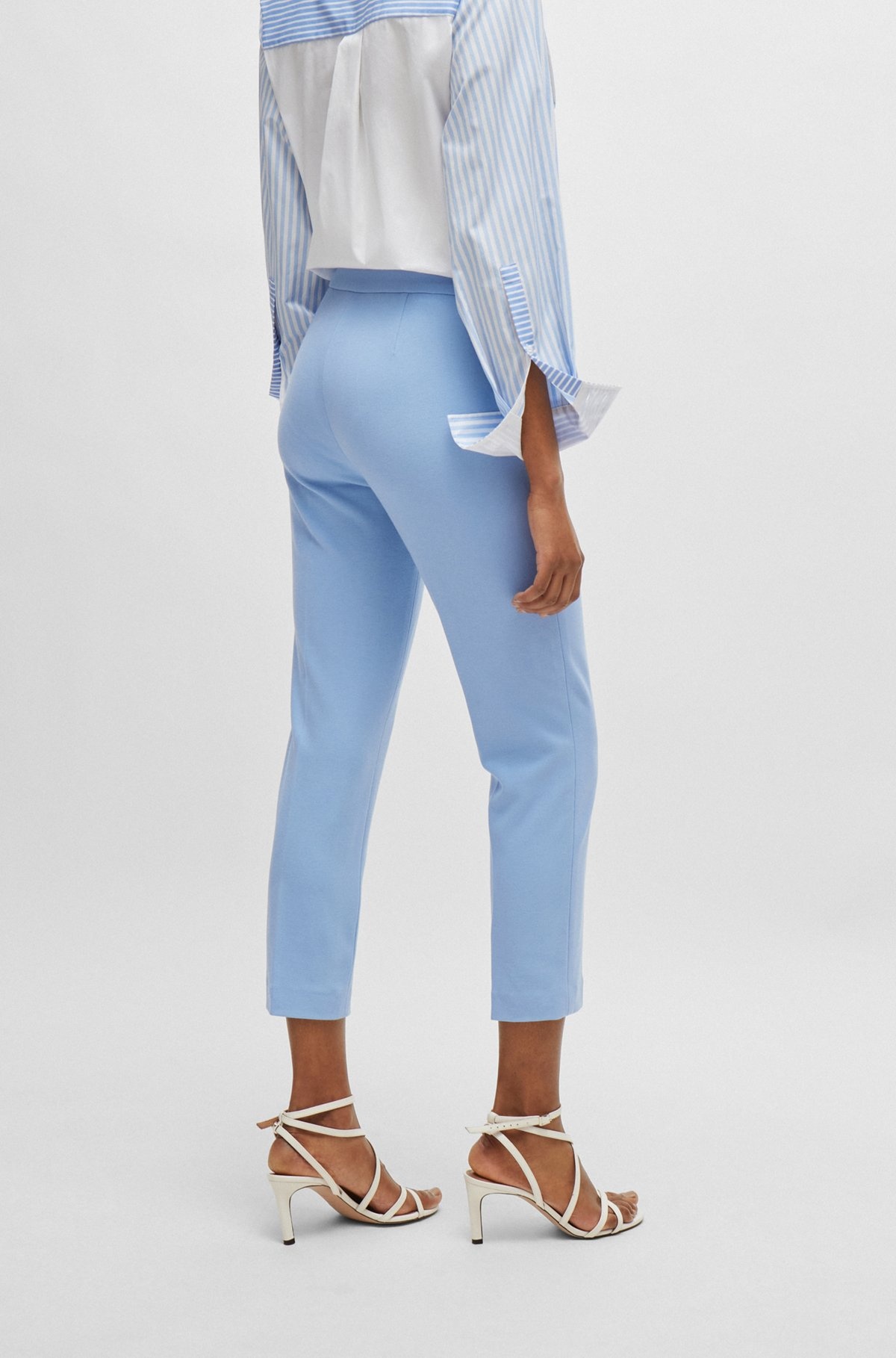 REGULAR-FIT TROUSERS IN STRETCH FABRIC WITH TAPERED LEG - 4