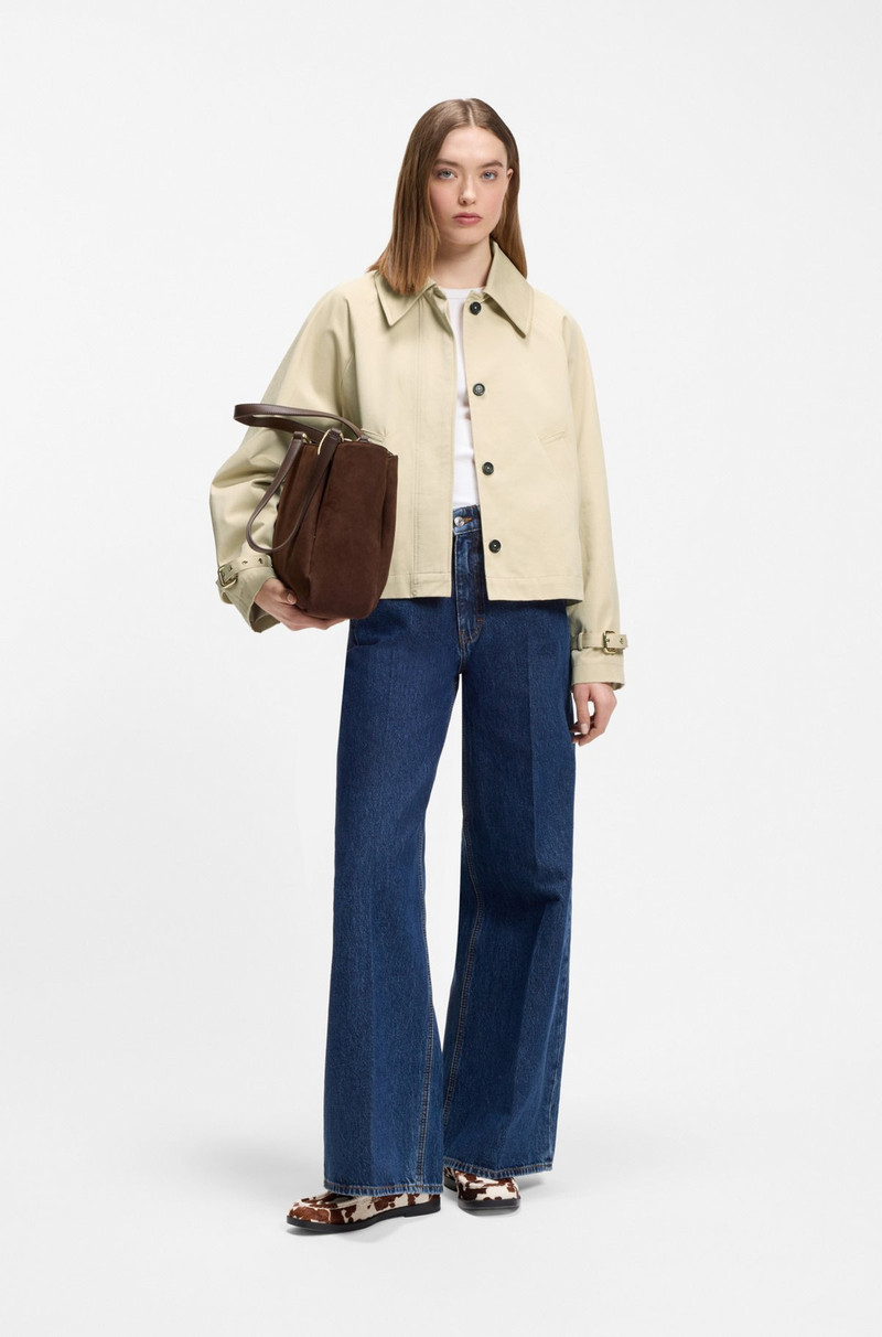 HUGO REGULAR-FIT SHORT TRENCH COAT IN COTTON outlook