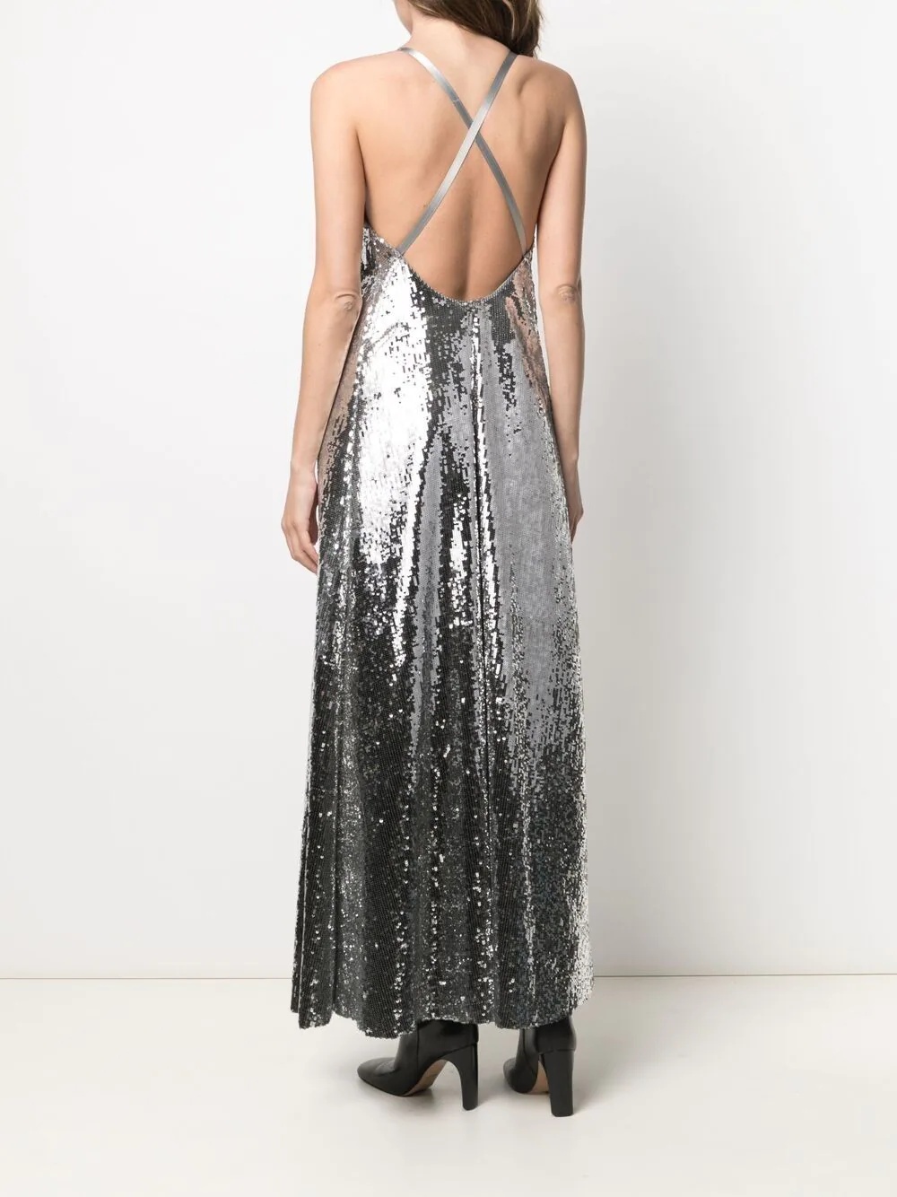 metallic-effect sequinned maxi dress - 4