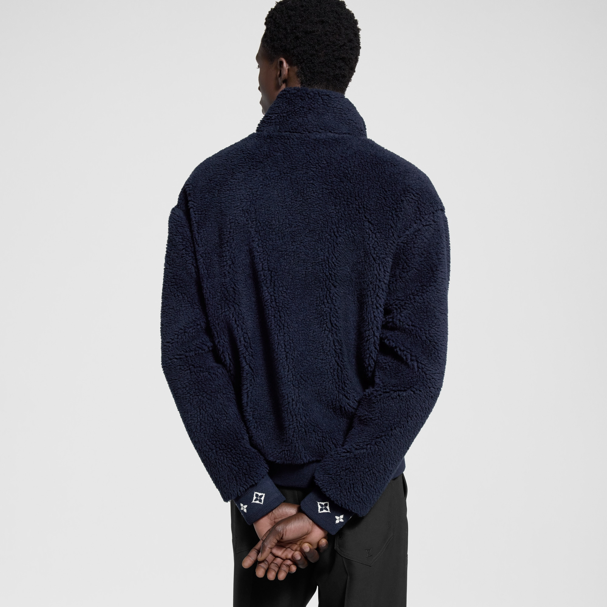 Leather Patch Fleece Blouson - 5
