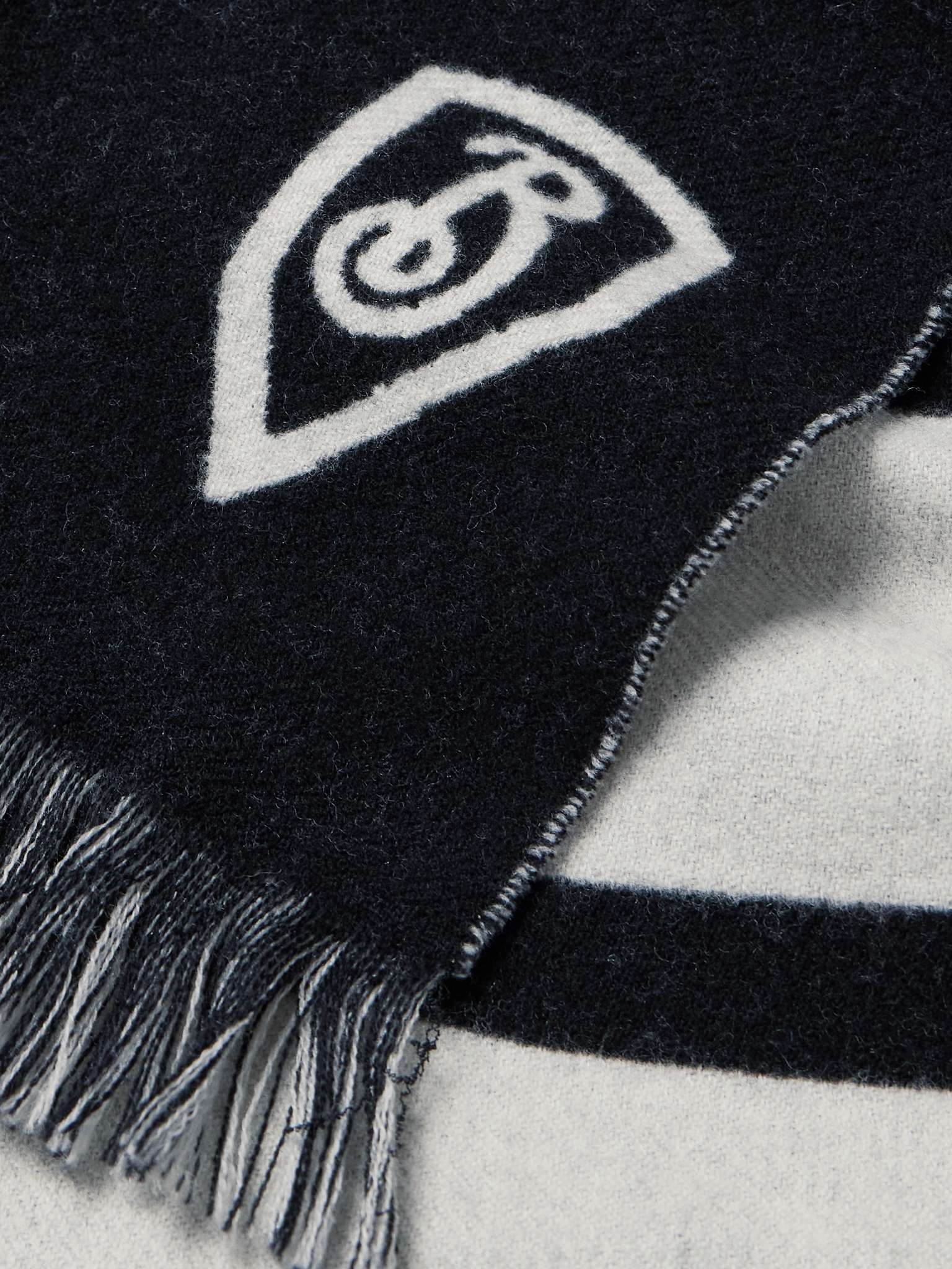 Fringed Logo-Jacquard Wool Scarf - 3