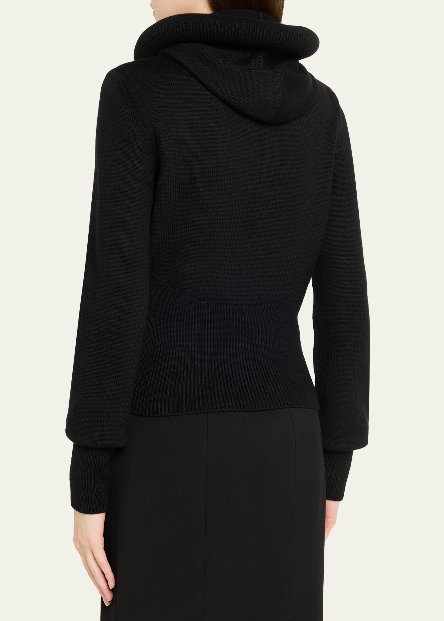 Sculptural Hooded Rib-Knit Sweater - 3