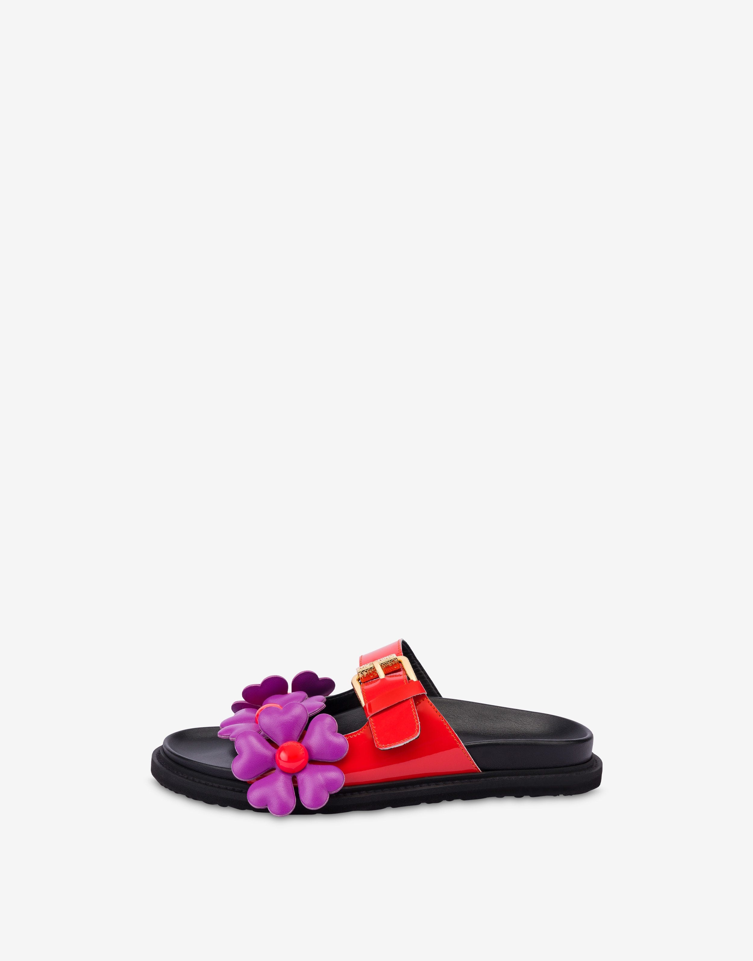 PATENT LEATHER HEART FLOWERS SANDALS - 2