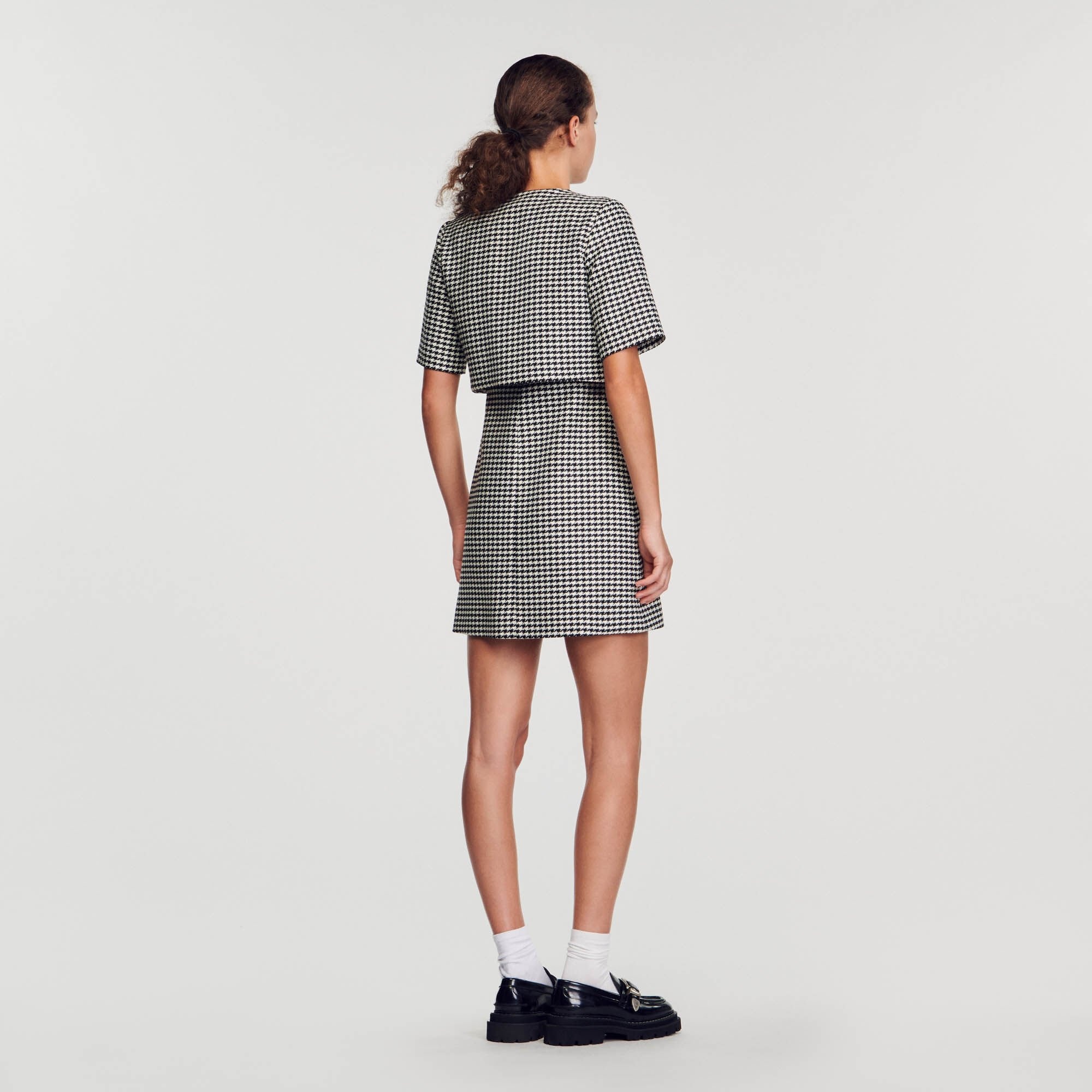 SHORT HOUNDSTOOTH TWEED DRESS - 6