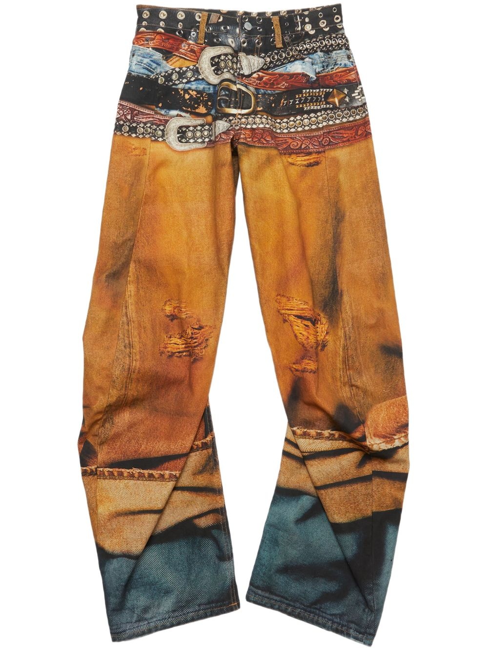 printed wide leg jeans - 1