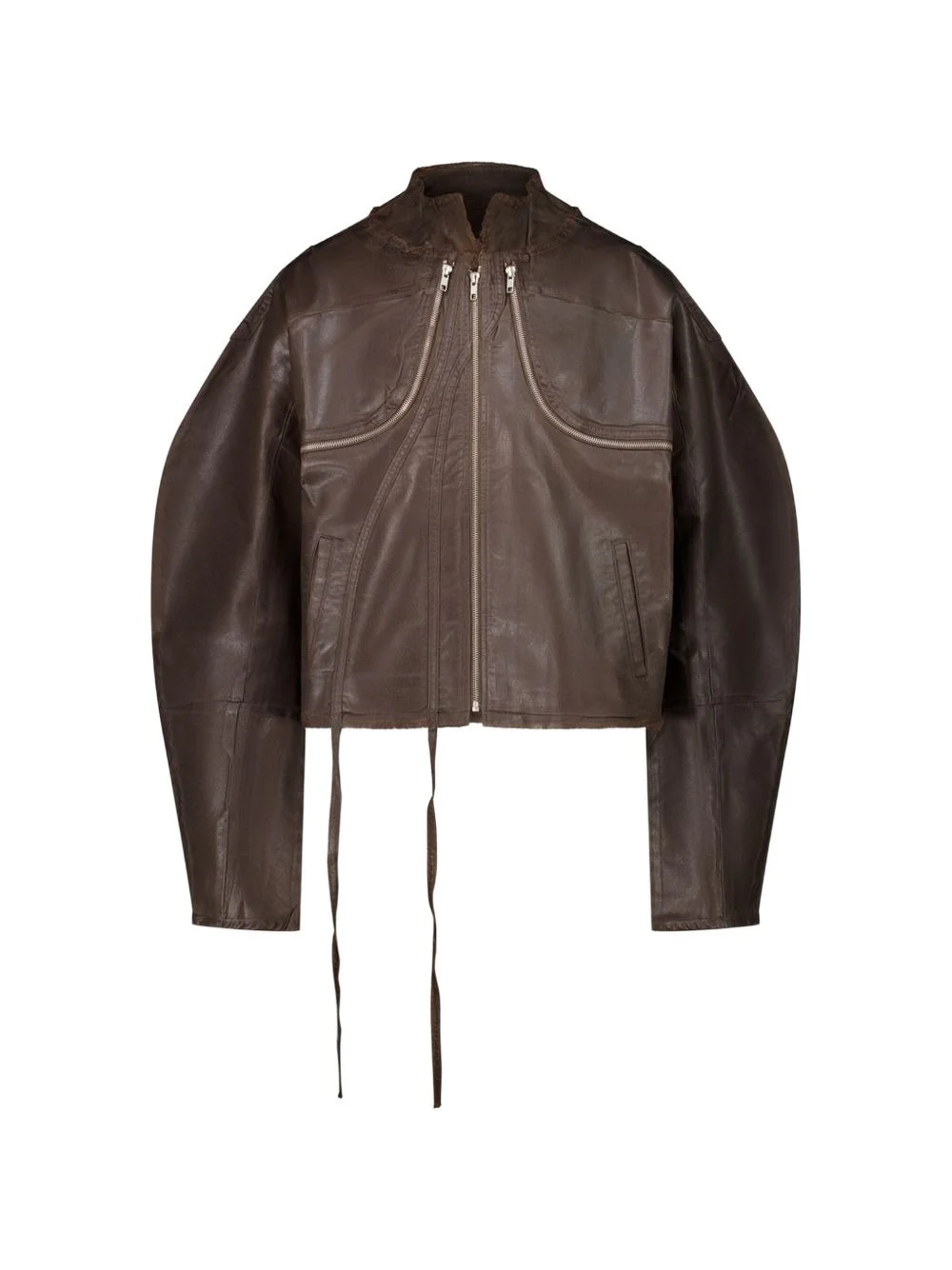 zip glazed denim jacket - 1