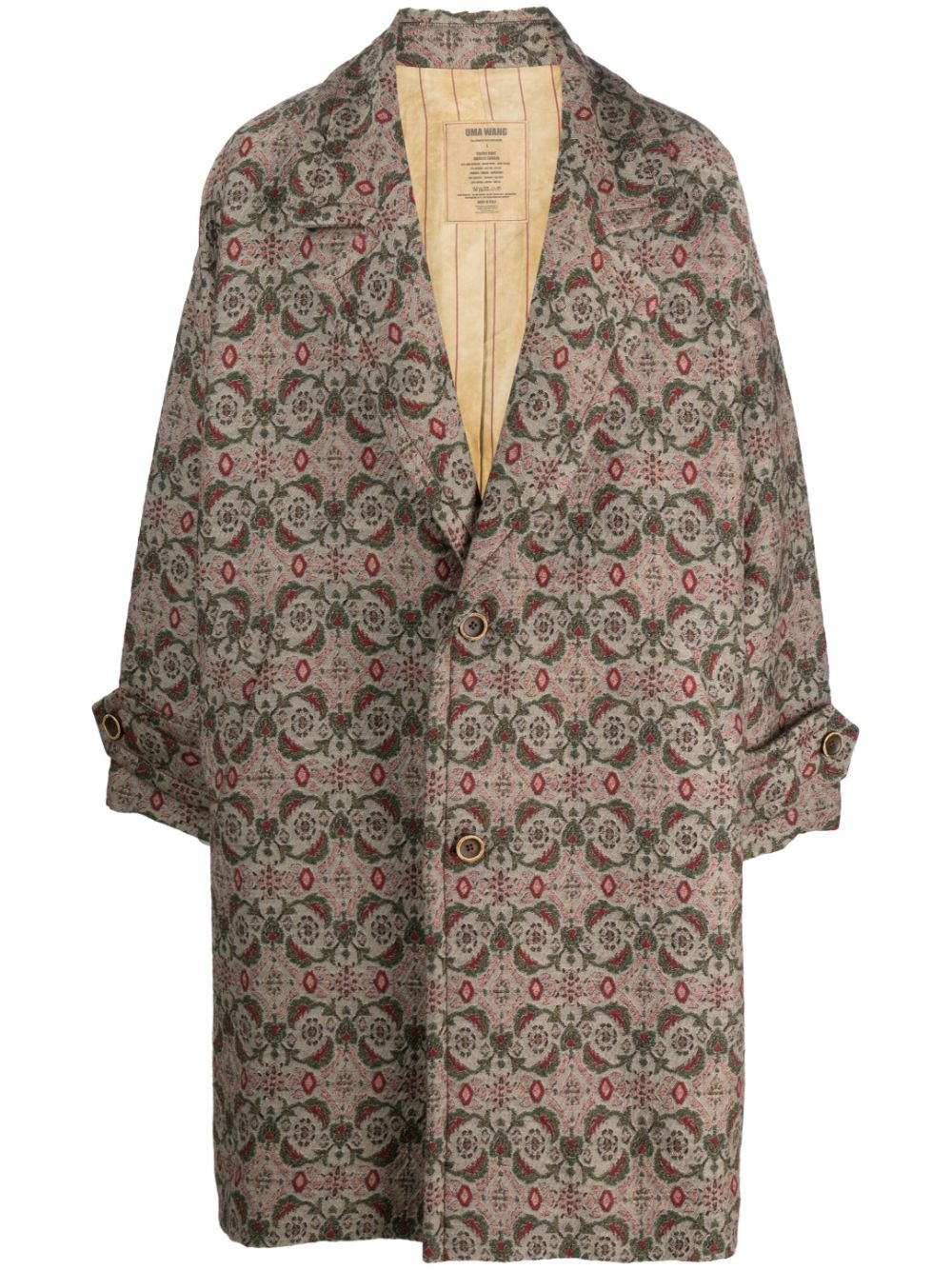 graphic-print single-breasted coat - 1