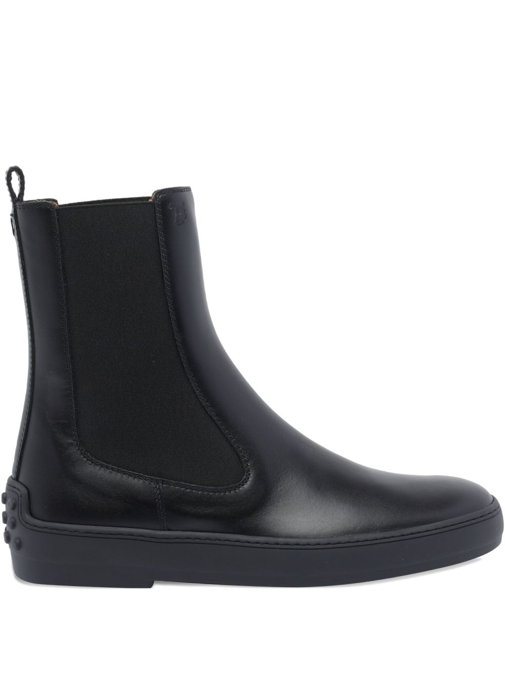 round-toe leather booties - 1