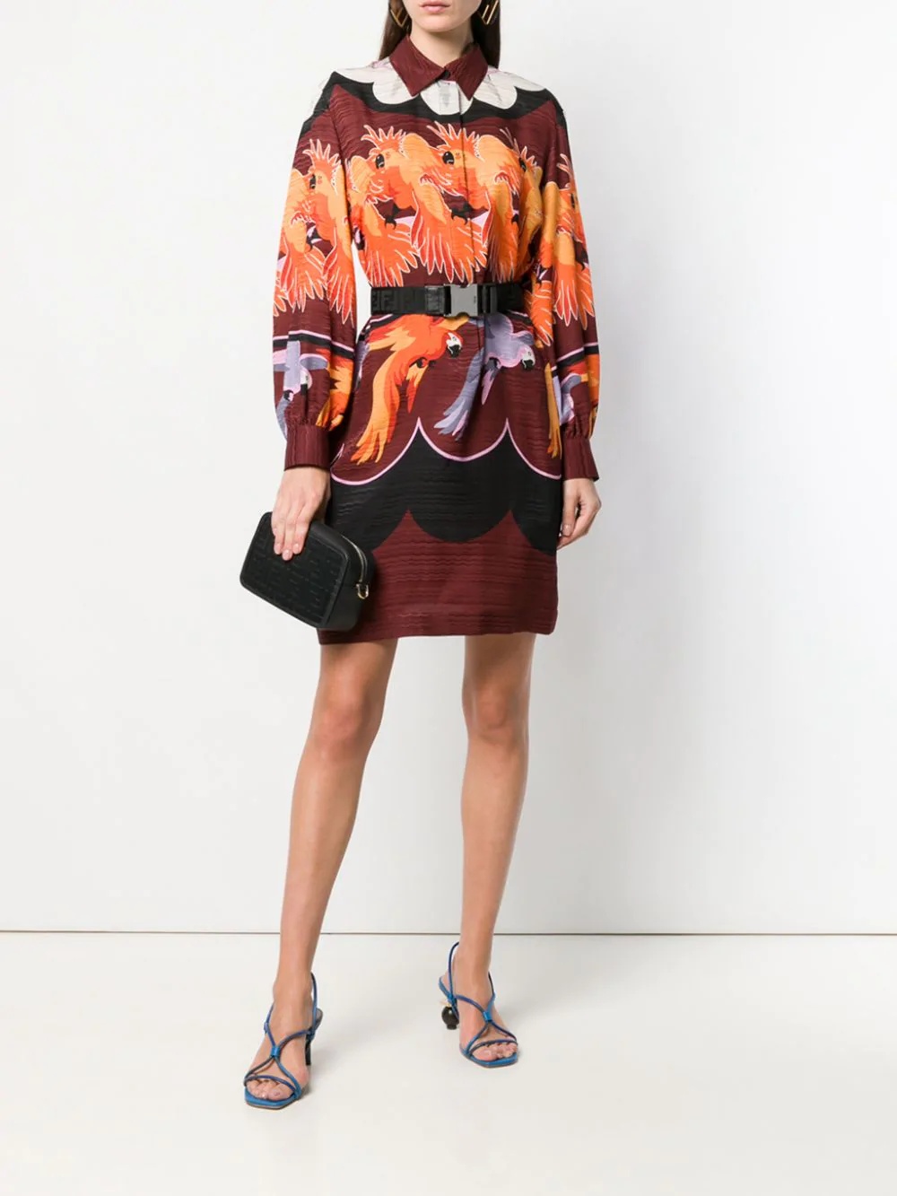 parrot print shirt dress - 2