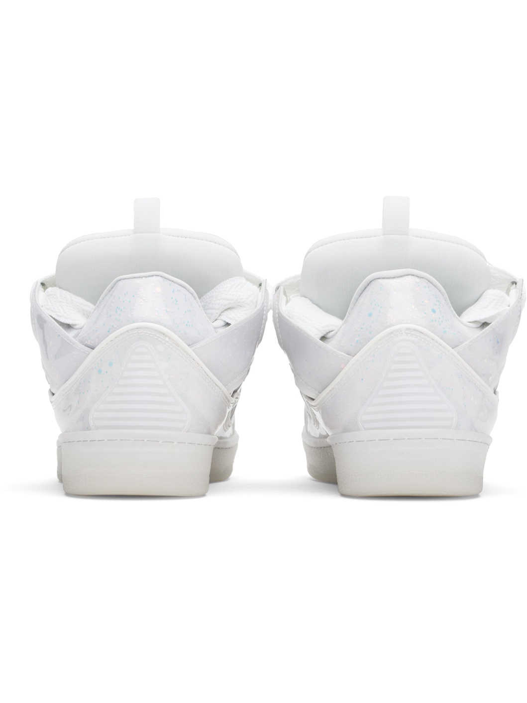 White Leather Curb Glitter Effect Sneakers - 2