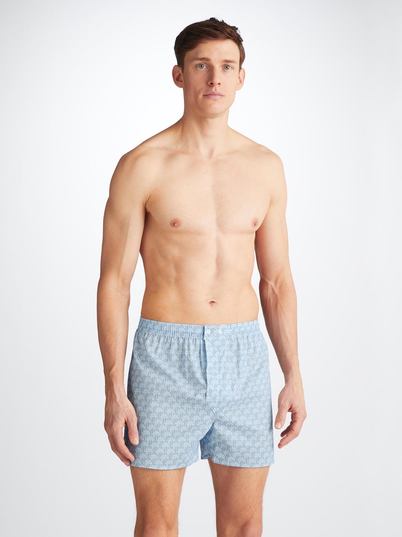 Men's Classic Fit Boxers Ledbury 72 Cotton Batiste Blue - 3
