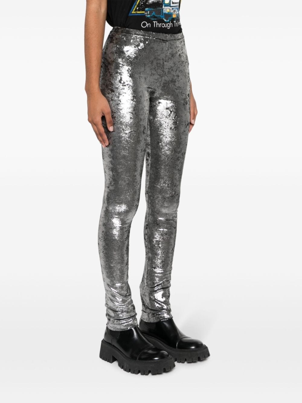 metallic-effect high-waist leggings - 3
