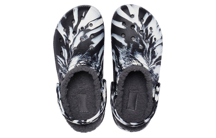 (WMNS) Crocs Classic Lined Clog Outdoor Sandals 'Marbled White Black' 207180-103 - 6