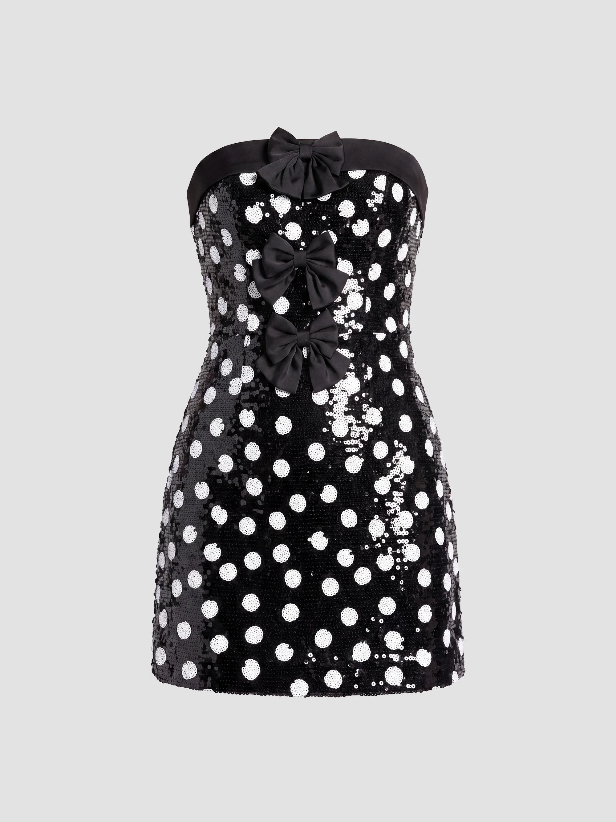 Women's Alysia Sequin Polka Dot Mini Dress - Black White - 1