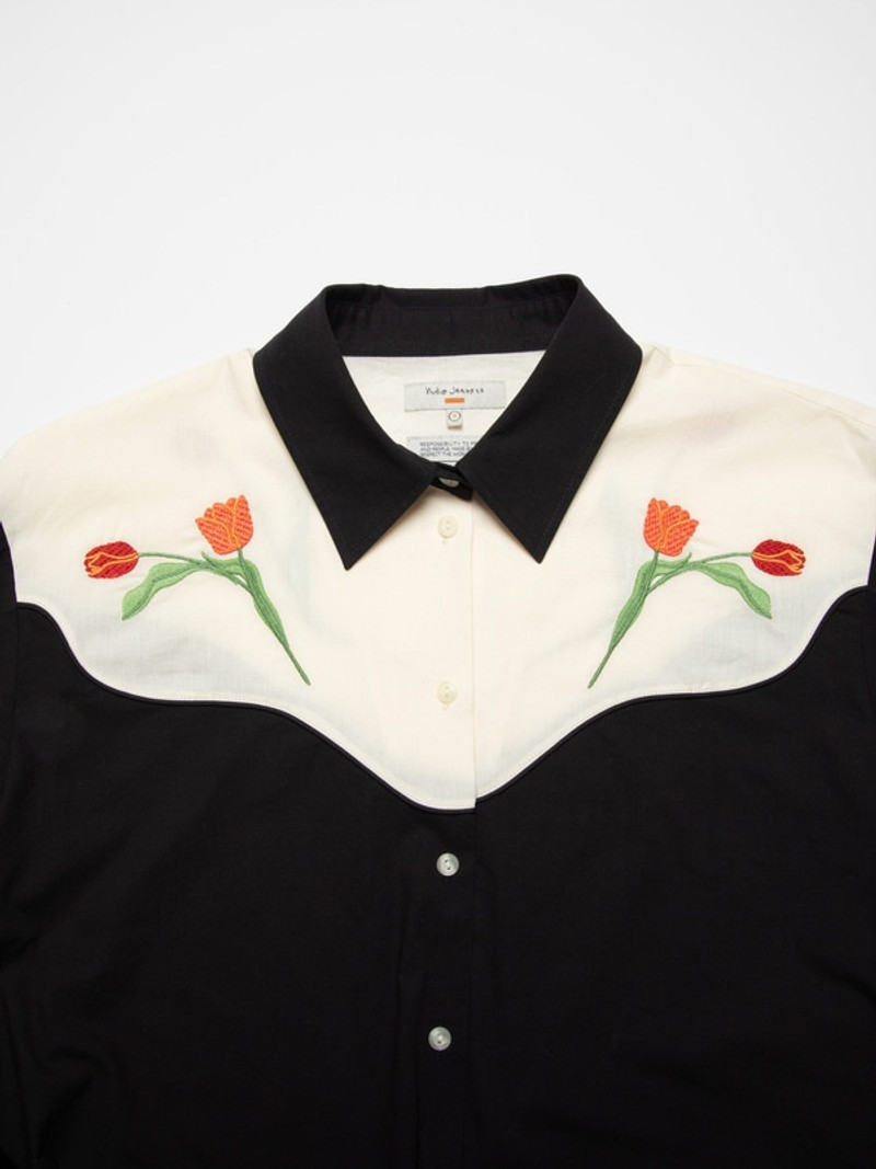 Daisy Western Cotton Shirt Black 5