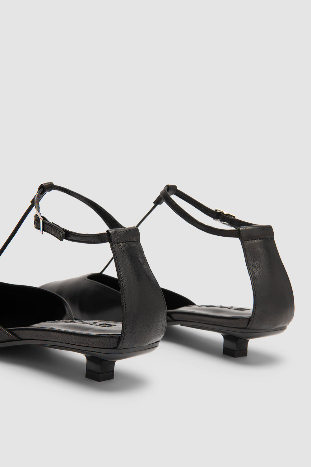 Tao Black Lamb Nappa Leather Kitten Heel - 5