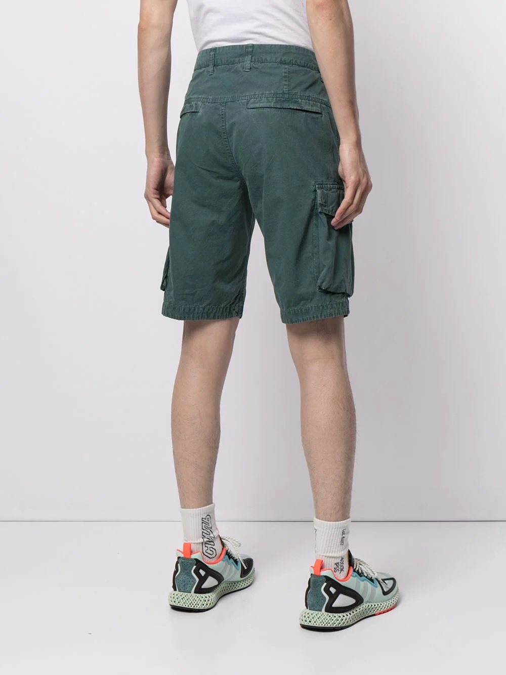 logo-patch cotton cargo shorts - 4