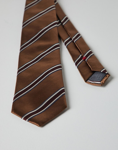 Brunello Cucinelli Silk textured stripe tie outlook