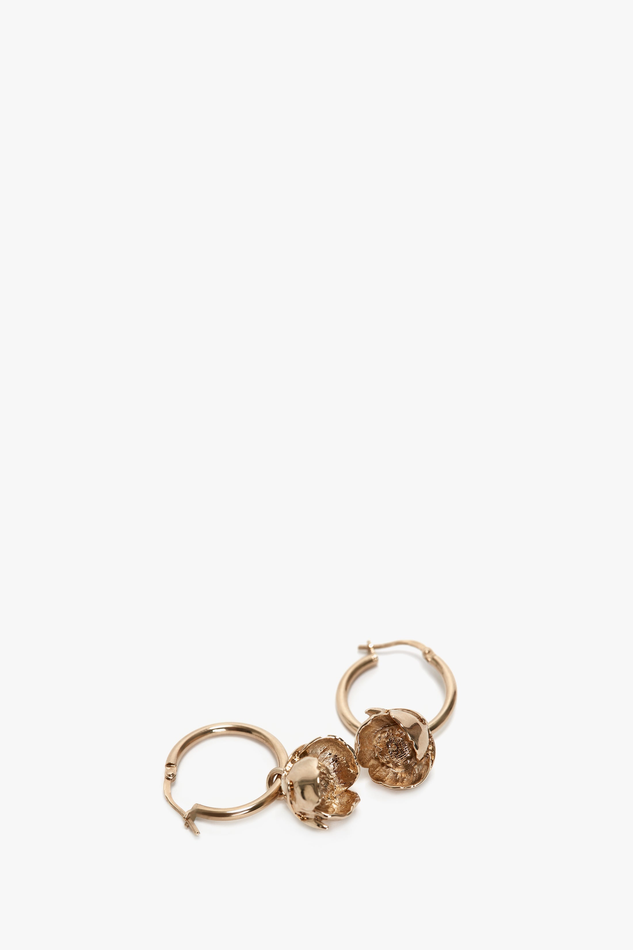 Exclusive Camellia Flower Hoop Earrings In Gold - 3