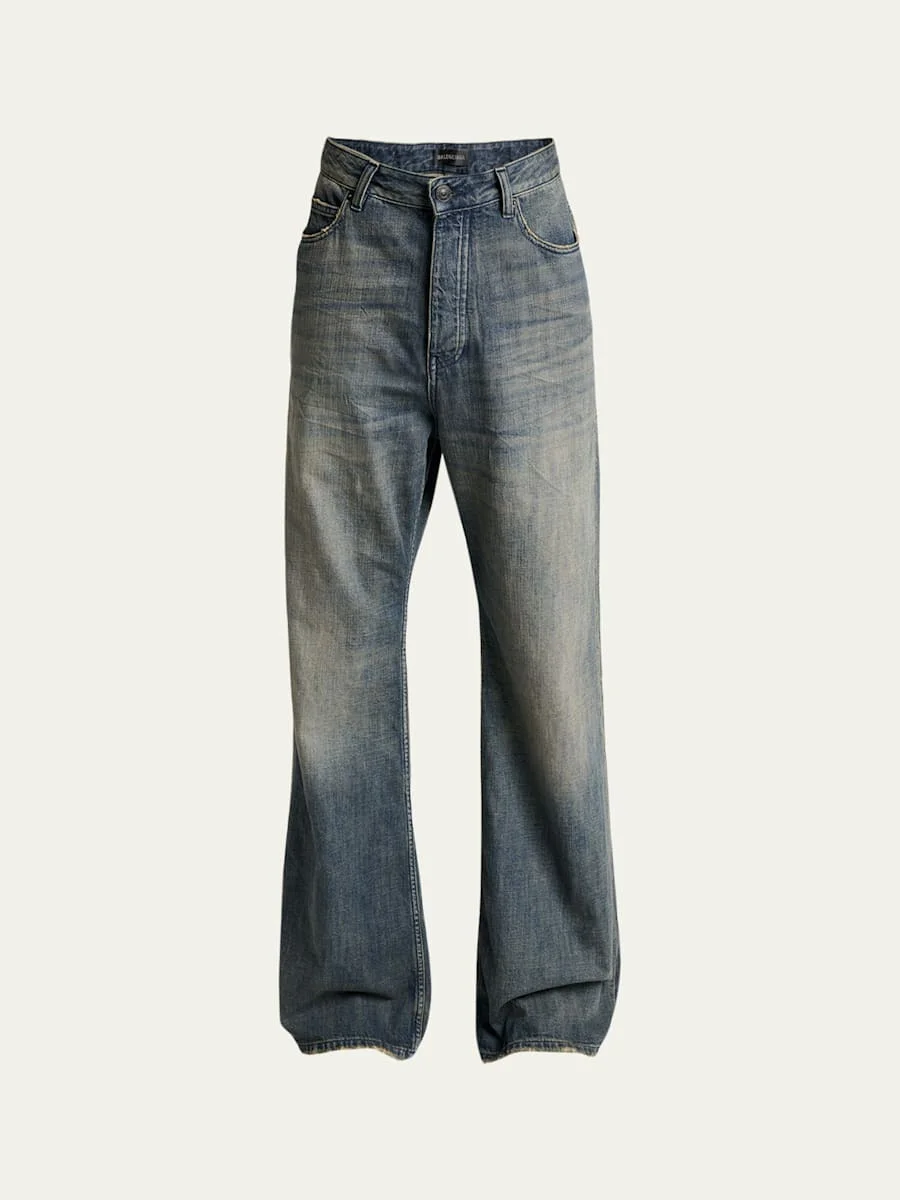 Men's Faded Denim Relaxed-Fit Bootcut Jeans - 1