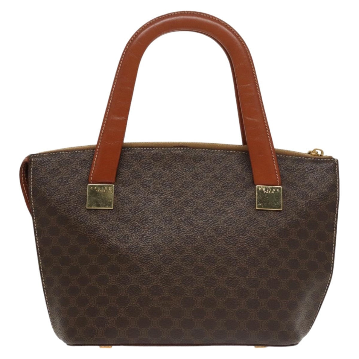 CELINE Macadam Canvas Hand Bag Pvc Leather Brown Gold - 3