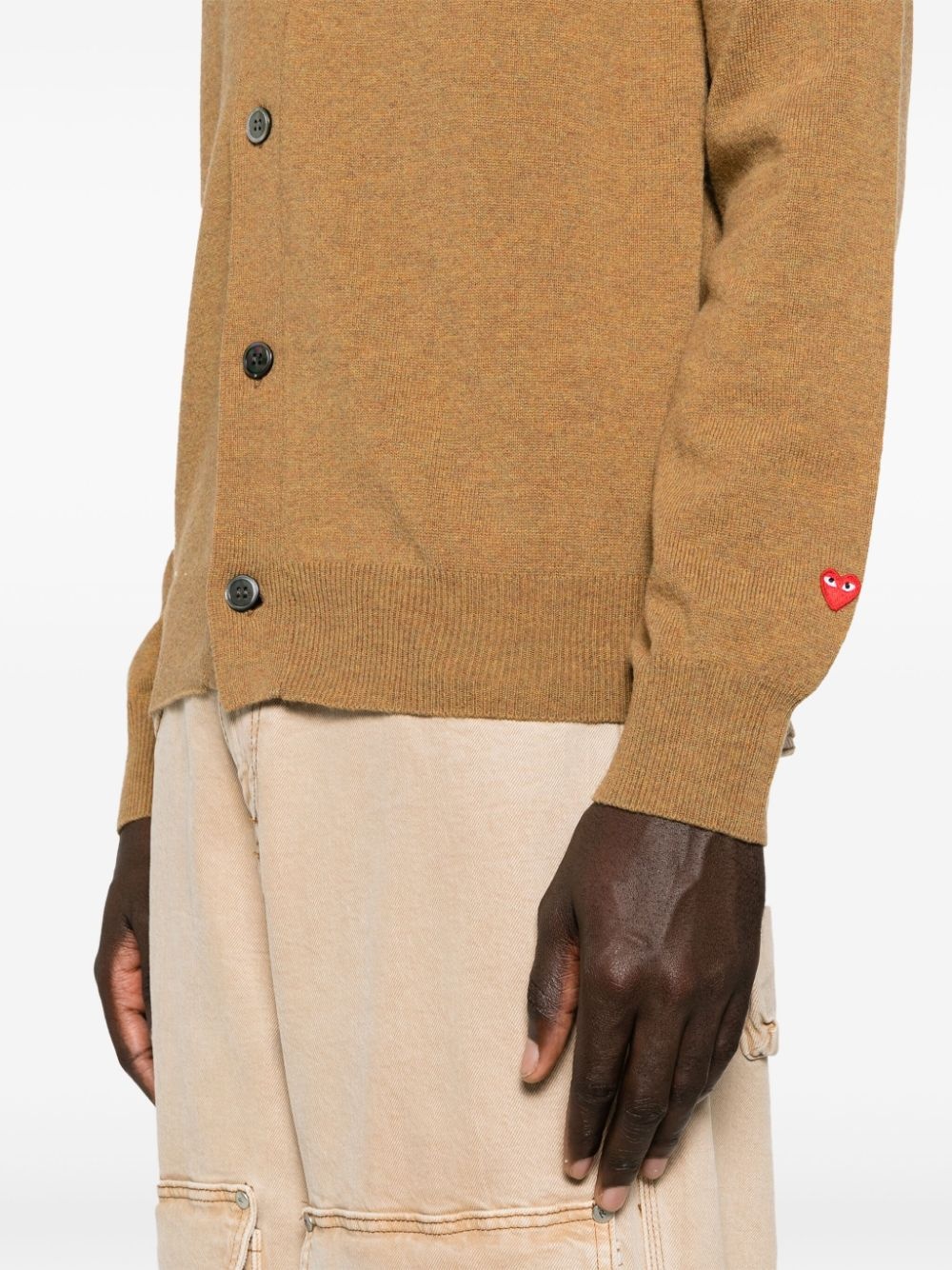 heart-patch wool cardigan - 6